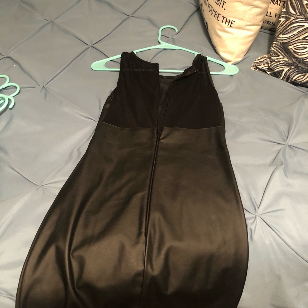 Black leather dress w/ mesh detail - Picture 3 of 3
